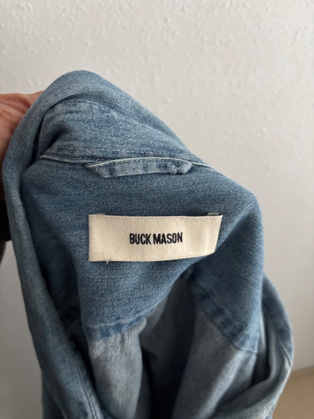 Buck Mason Denim Single Pocket Button Down Shirt - Size XL - Picture 3 of 7
